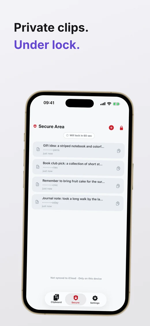 Keep selected clips in PrivaPaste Secure Area